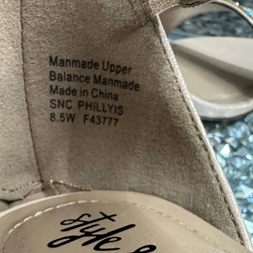 Style & Co. Phillyis blush Pink rose gold Silver rhinestone heels new 8.5W